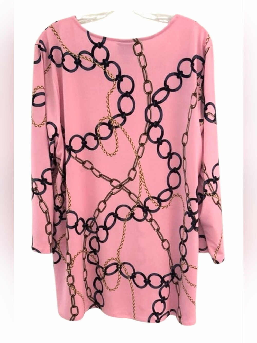 JM Collection Pink Chain-Print V-Neck Tunic - Picture 3 of 10